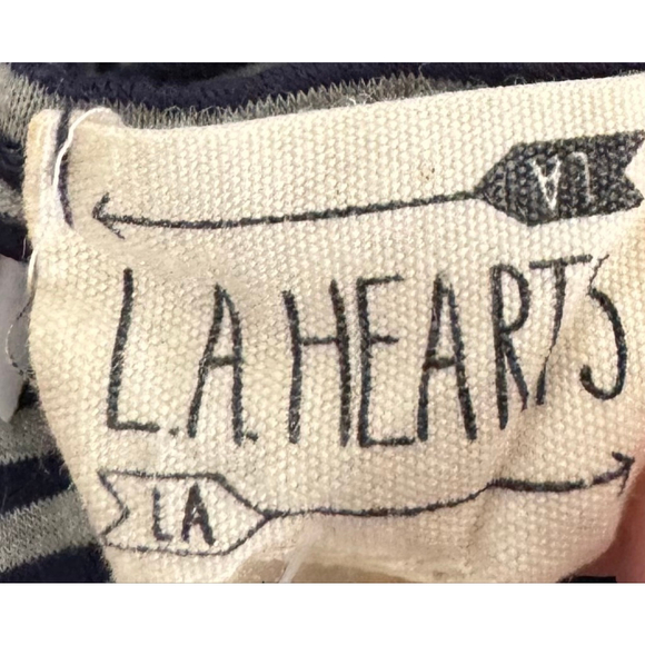 Women's L.A. Hearts Short Sleeve Striped T-shirt Dress M Navy & Gray - Picture 3 of 4